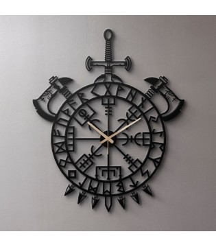 Nordic Rune Metal Wall Clock