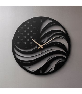 American Flag Metal Wall Clock